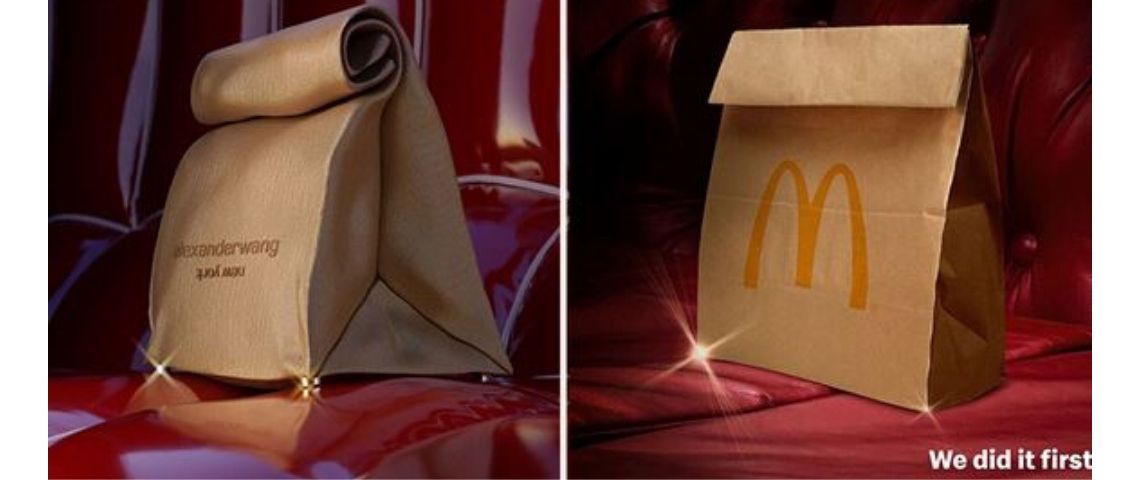 Mc Donalds troll Alexander Wang et son sac design Visuel du sac l'Alexander Wang et de celu ide Mc Donalds