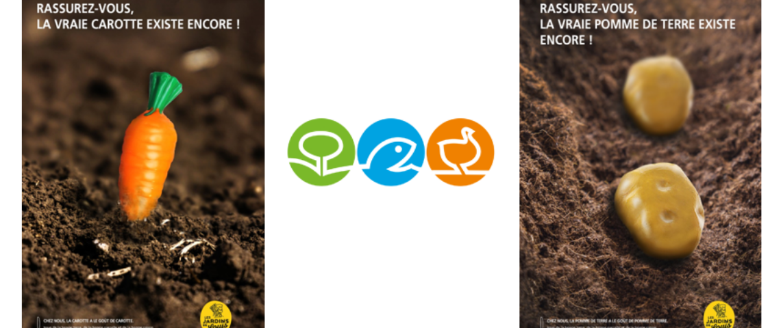 « No Feelings » et les Jardins du Goût lancent une campagne très terre à terre !  Visuel de faux légumes planté en pleine terre