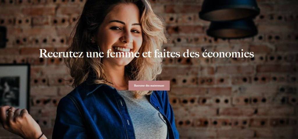 Capture d'écran du site PinkJob  - Recutez une femme et faîtes des économies - 