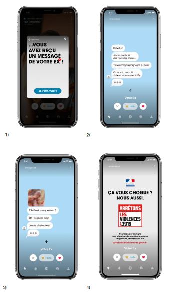 Capture d'écran de la campagne contre le cyber harcelement du gouvernement et happn