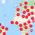 une carte google map avec plusieurs point rouge qui montre les endroits où ont été assassiné les journalistes
