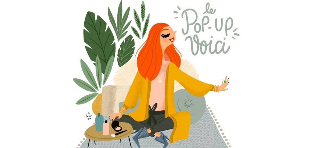 Visuel d'un dessin de femme zen assise sur un tapis