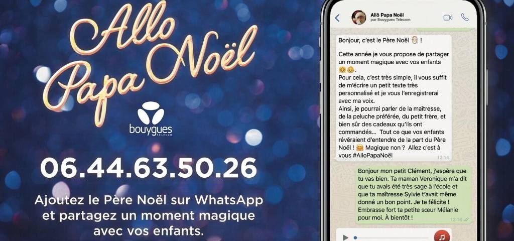 Capture d'écran d'un échange sur Whatsapp, entre un enfant et le Père Noël