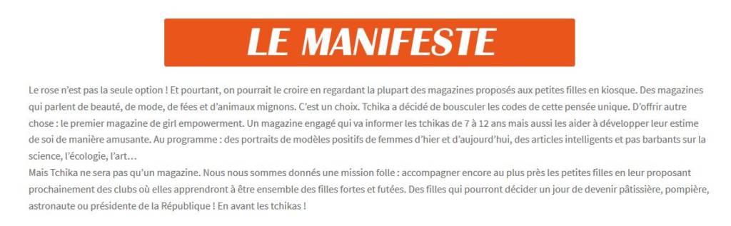 Manifeste du magazine féministe Tchika pour les petites filles