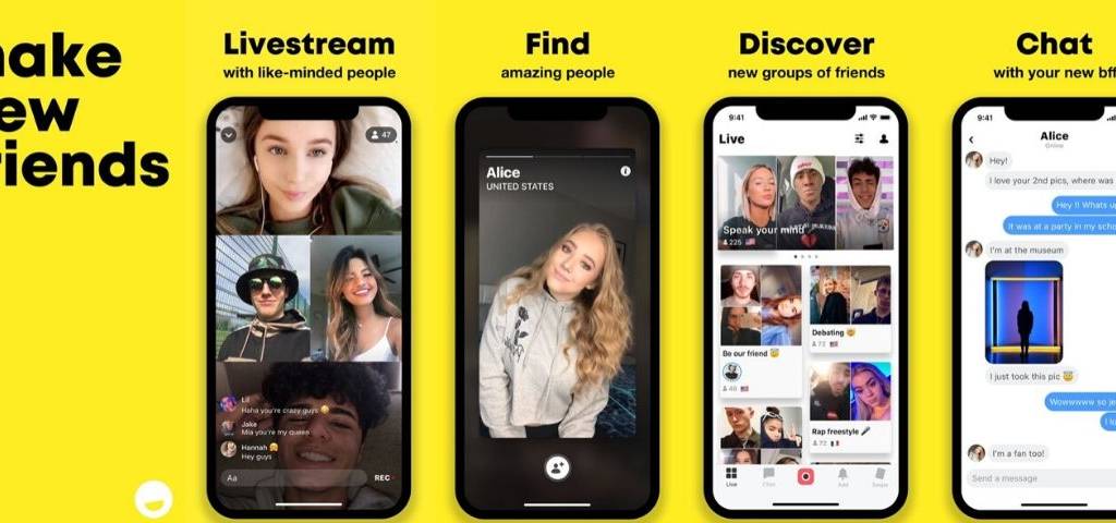 Cature d'écran de l'application Yubo