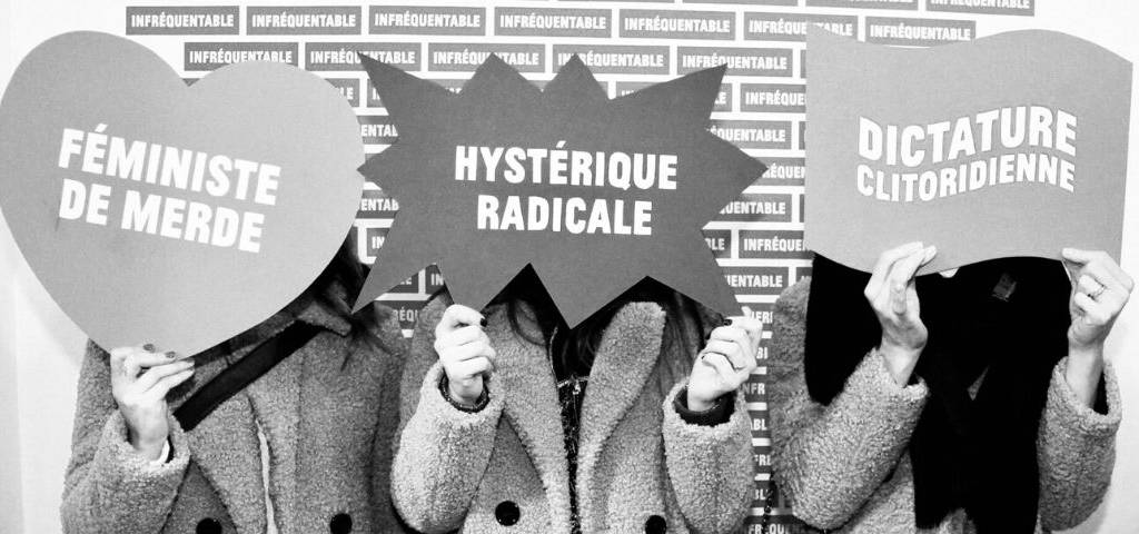 Capture d'écran des messages de la boutique Mauvaise Compagnie : Hystérique radicale, féministe de merde, dictature clitoridienne