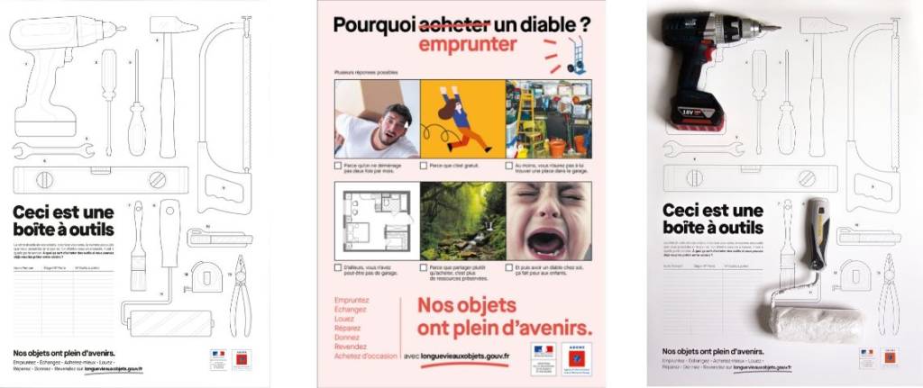 Tryptique des posters de la campagne de L'ADEME