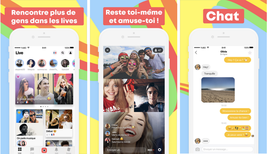 Capture d'écran de l'application Yubo