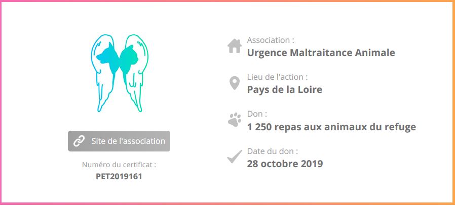 certificat de dons du site YouCare