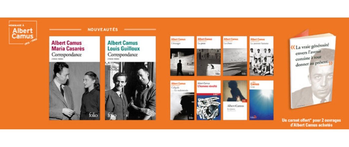 A l’occasion des 60 ans de la mort d’Albert Camus, Folio sort en format poche la correspondance qu’il a entretenu avec Maria Casarès Folio Capture d'écrtan des couvertures de livres d'Albert Camus