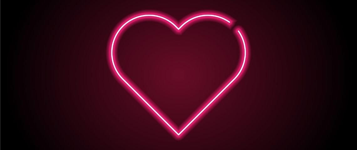 Coeur rose en néon