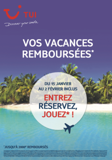 Capture d'écran d'affiche pour gagner des voyages de TUI
