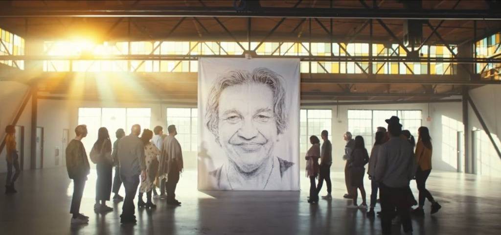 portrait d'un sfd dessiné avec des points noir fait au pinceau