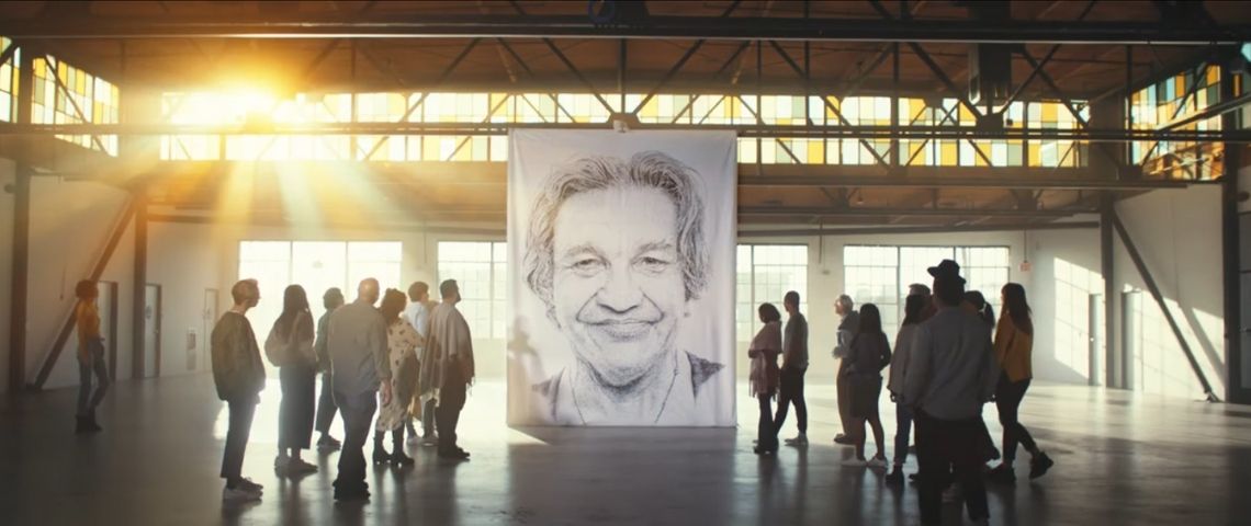 portrait d'un sfd dessiné avec des points noir fait au pinceau