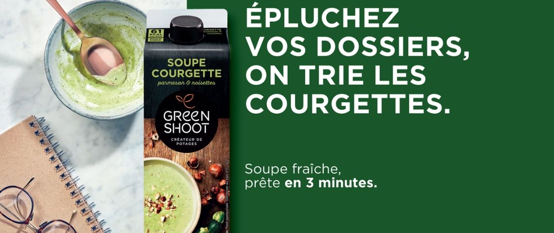 Greenshoot lance sa première campagne accompagnée par l'agence Braaxe Visuel de la campagne - Epluchez vos dossiers on trie les courgettes -