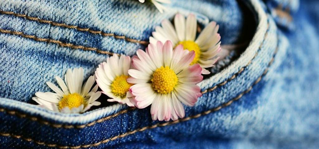 Jean avec des fleurs sortant de la poche