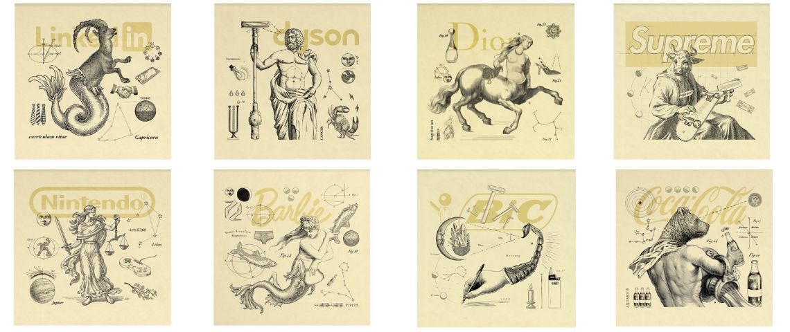 Visuel des signes astrologiques des grandes marques selon We are social