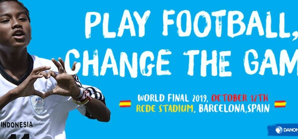 Slogan Danone Nations Cup, Play Football change the Game