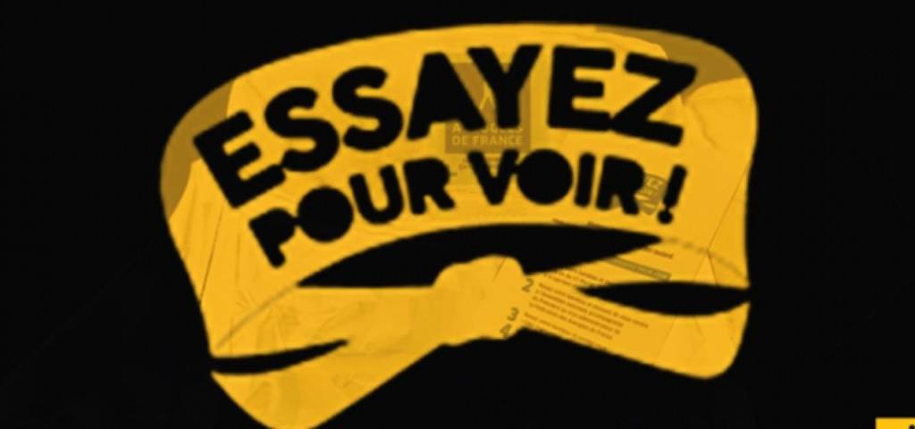 Logo campagne Essayer pour voir avec un bandeau noir