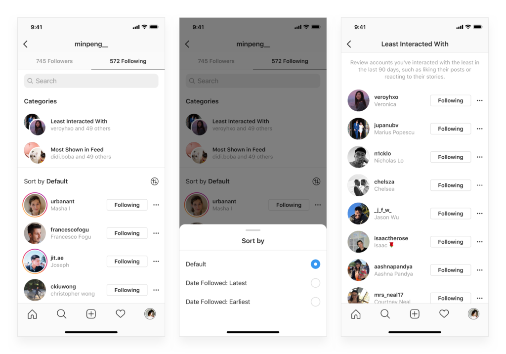Capture d'écran de la nouvelle fonctionnalité Instagram