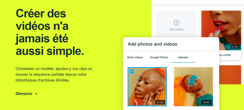 Capture d'écran de l'interface Vimeo Create