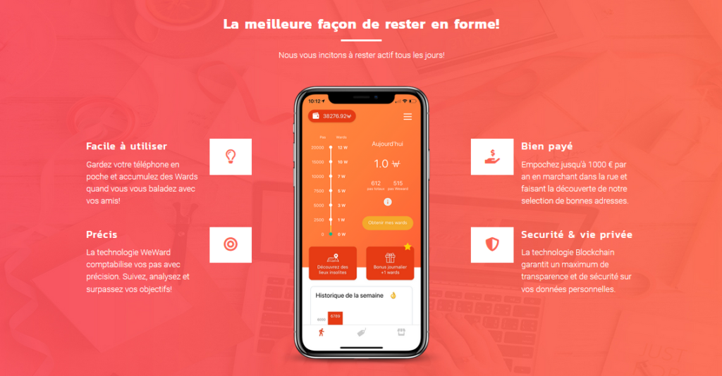 Cature du site Weward qui présente le fonctionnement de l'appli