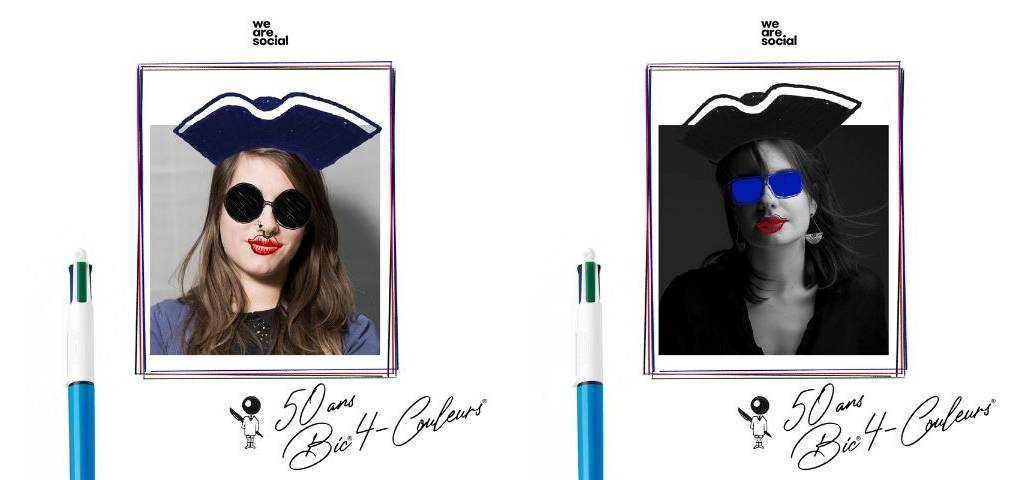 Melanie et Margaux avec le filtre Bic sur l'une de leur photo