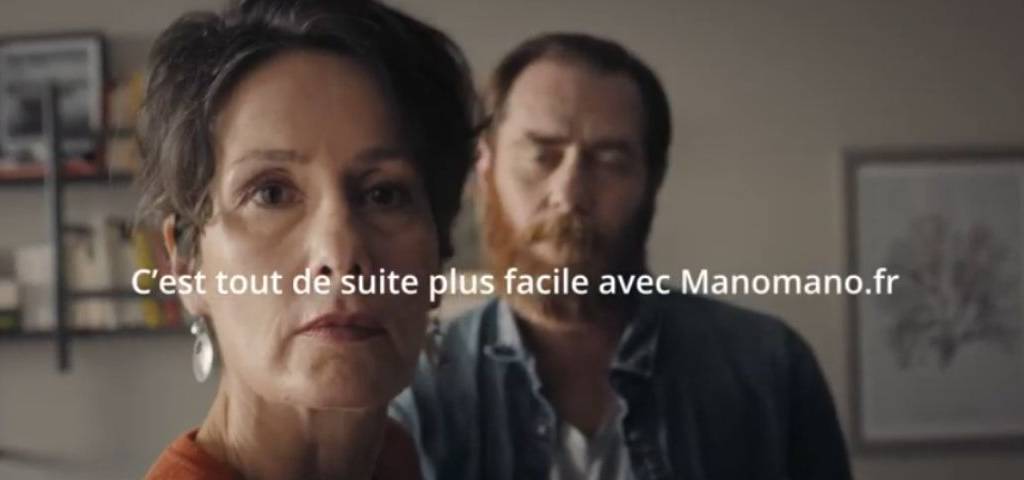 Capture du film publicaitaire de ManoMano avec un couple et le solgan : C'est tout de suite plus facile avec ManoMano