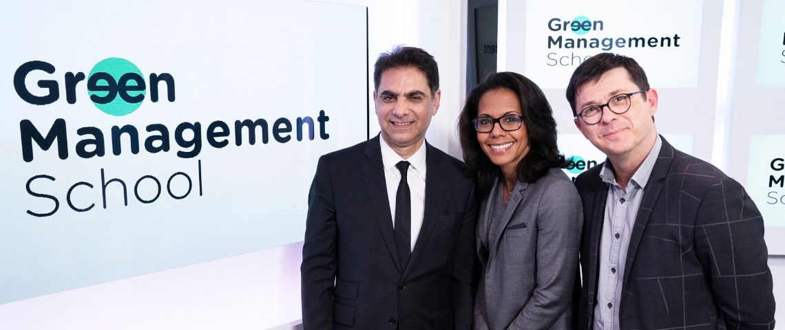 Mediaschool lance green management school, l’école de la transition écologique et solidaire, une formation en 2 ans Audrey Pulvar et les dirigeants de Mediaschool