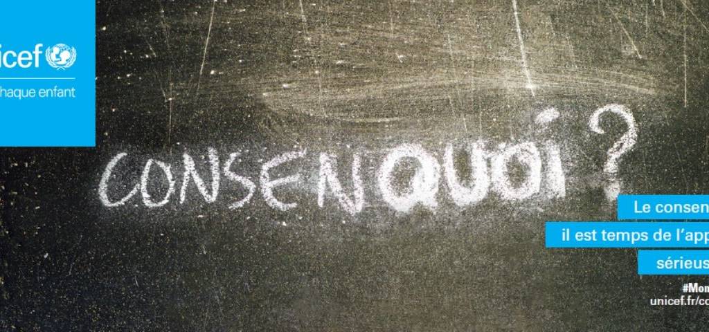 Affiche de la campagne de sensibilisation Unicef sur le consentement