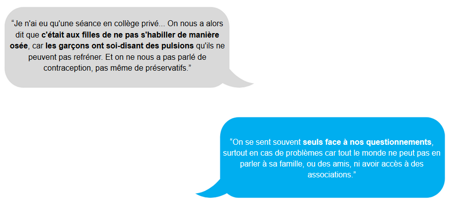 Témoignages de jeunes gens sur l'intérêt de l'éducation sexuel
