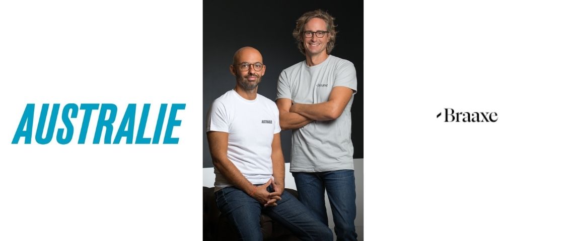 Le groupe Australie accueille Braaxe agence spécialisée en Social Média Photos des 2 CEO de Braaxe et Australie avec les logos des 2 agences