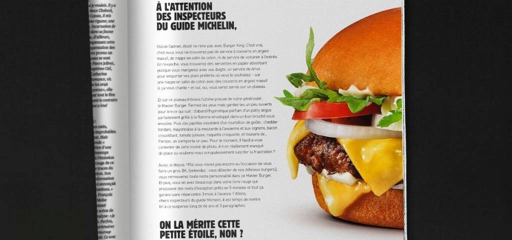 Lettre ouverte publiée dans la presse par Burger King