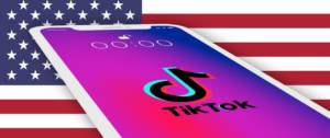Application TikTok sur fond de drapeau américain