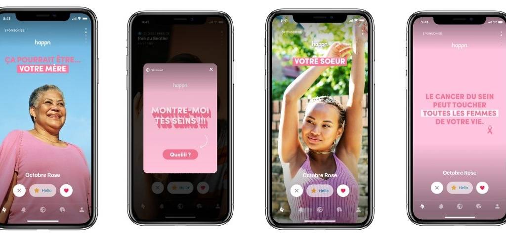 Visuels de la campagne in-app d'Happn