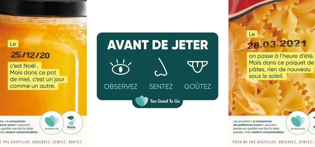 Visuels de la campagne de sensibilisation sur les dates de consommation de Too Good To Go
