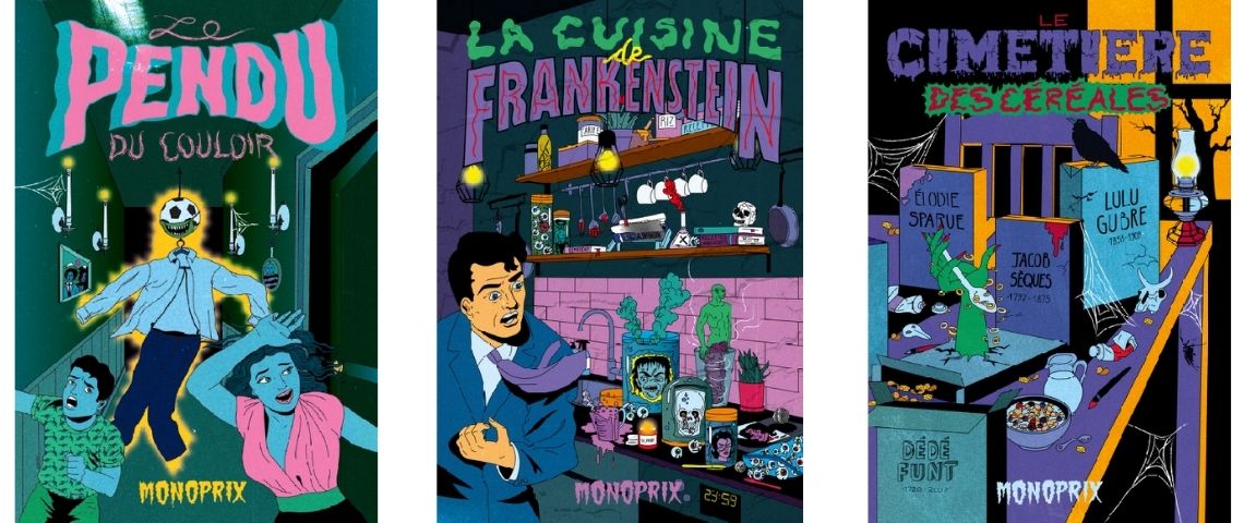 Monoprix et DDB propose de fêter Halloween en famille de manière ludique grâce à de tutoriels - home made - 3 illustrations de l’artiste Cosmo
