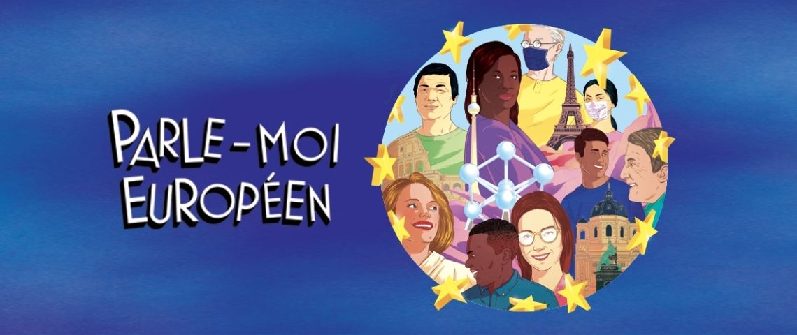 Le Parlement Européen lance son premier podcast pour décrypter l’Europe d'aujourd'hui et imaginer celle de demain avec Bababam Logo de la série de podcast - Parle-moi Européen -