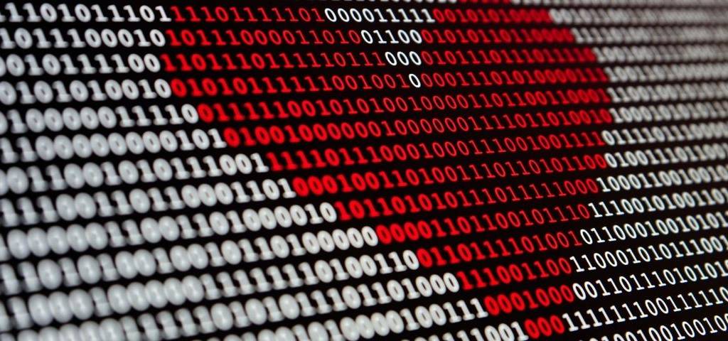 Ligne de code avec un coeur rouge au milieu