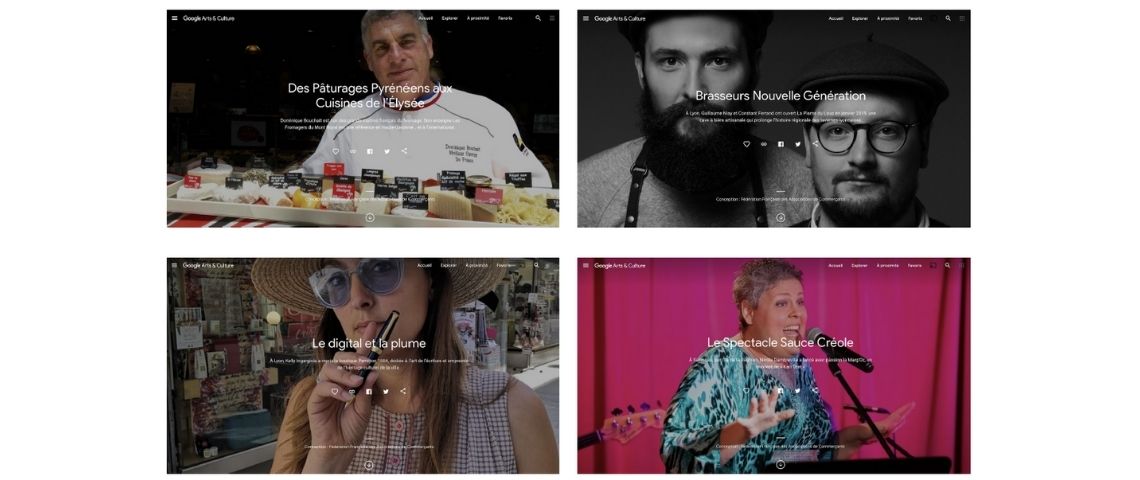 La Fédération Française des Associations de Commerçants (FFAC) et Google Arts & Culture s'associent pour lancer une exposition virtuelle qui met en lumière 15 commerçants et artisans français. Capture des exposants de l'exposition virtuelle de la FFAC et Google Arts & Culture