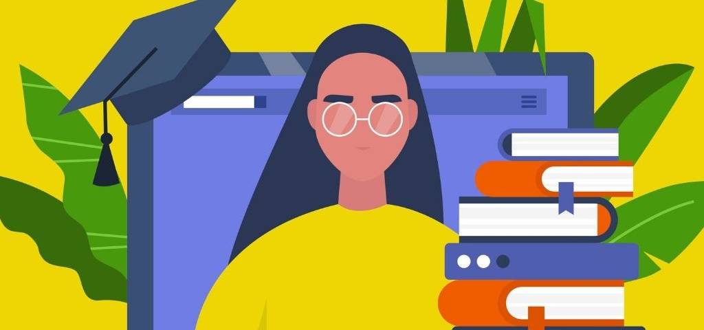 illustration etudiante ordinateur