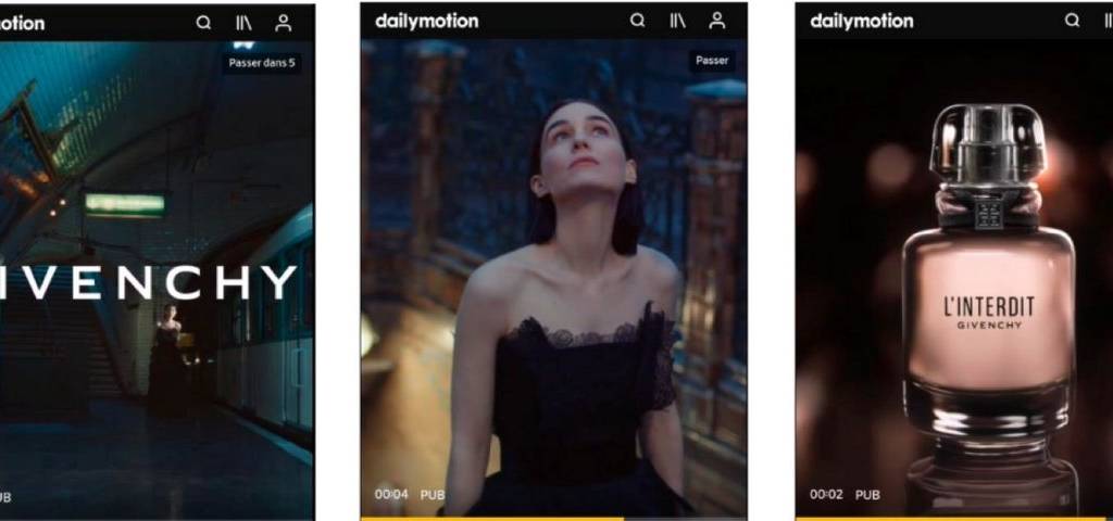 Campagne Givenchy couvrant tout l'écran d'un smartphone