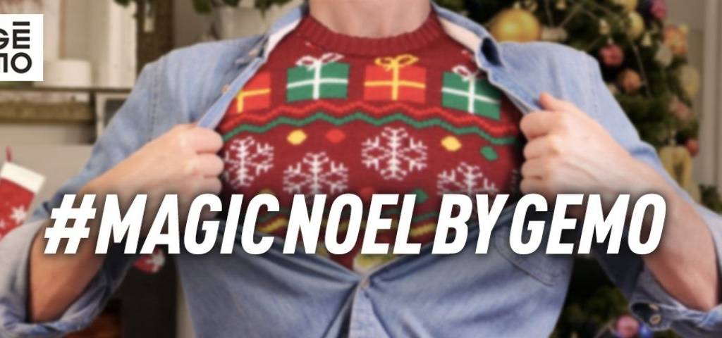 personne avec un pull de Noel et le #MagicNoelbyGemo