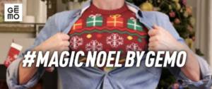 personne avec un pull de Noel et le #MagicNoelbyGemo
