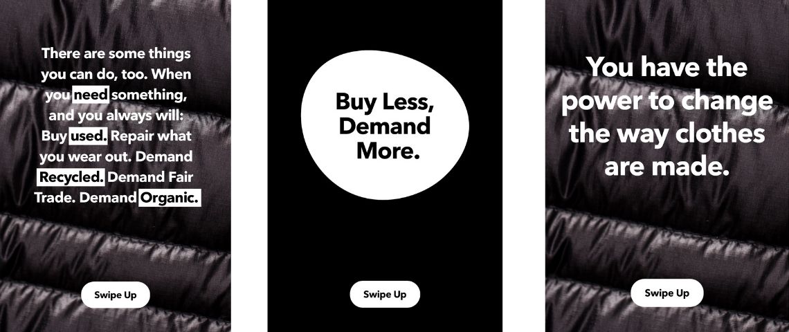 Patagonia s’engage contre le Black Friday et appelle à une consommation plus consciente Visuel de la campagne de Patagonia qui incite à Acheter moins, acheter d’occasion, réparer ce qui est abimé