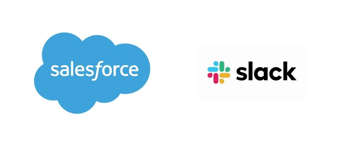 Salesforce rachète Slack pour 27 millions de dollars Logos de Salesforce et Slack