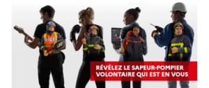 4 personnes avec le slogan Révélez le sapeur pomier volontaire qui est en vous
