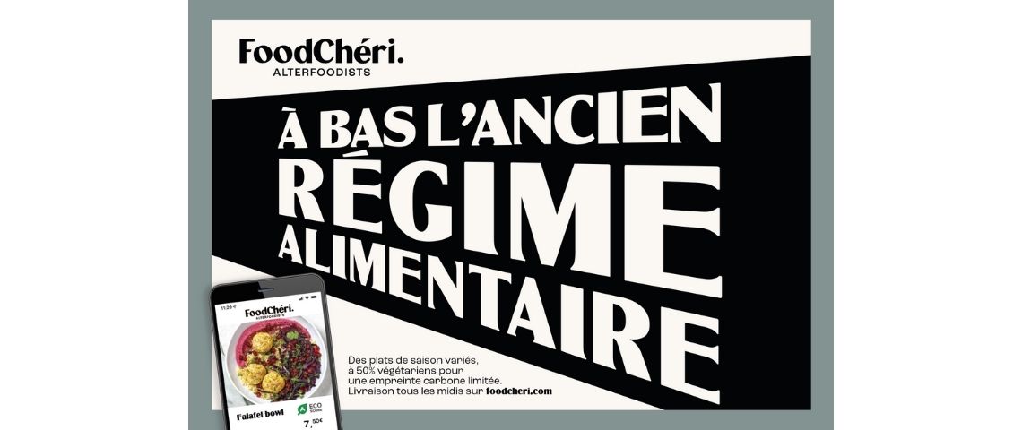 Foodchéri, acteur engagé de la Foodtech, révèle avec BELLE sa nouvelle campagne publicitaire en faveur d’une nouvelle alimentation meilleure pour la santé et la planète Visuel de la campagne : A bas l'ancien régime alimentaire