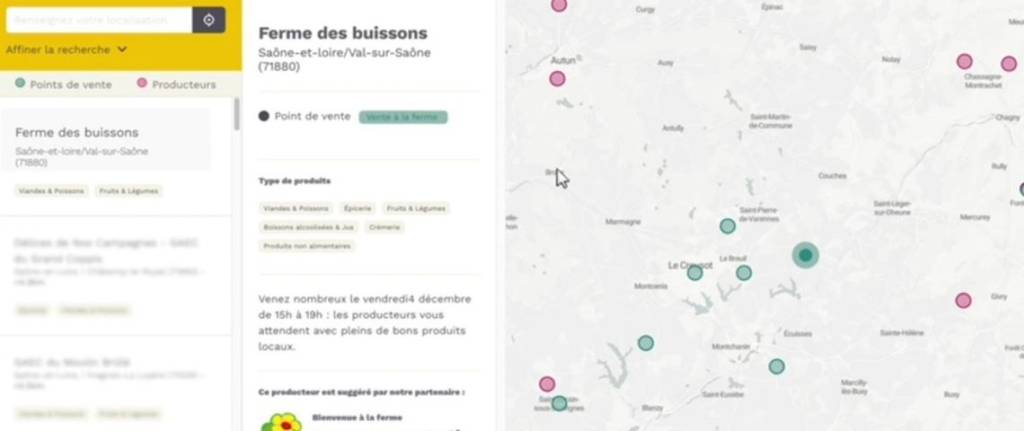 Capture d'écran de la plateforme "fraisetlocal.fr"