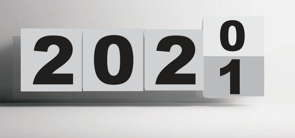 Calendrier qui passe de l'année 2020 à l'année 2021